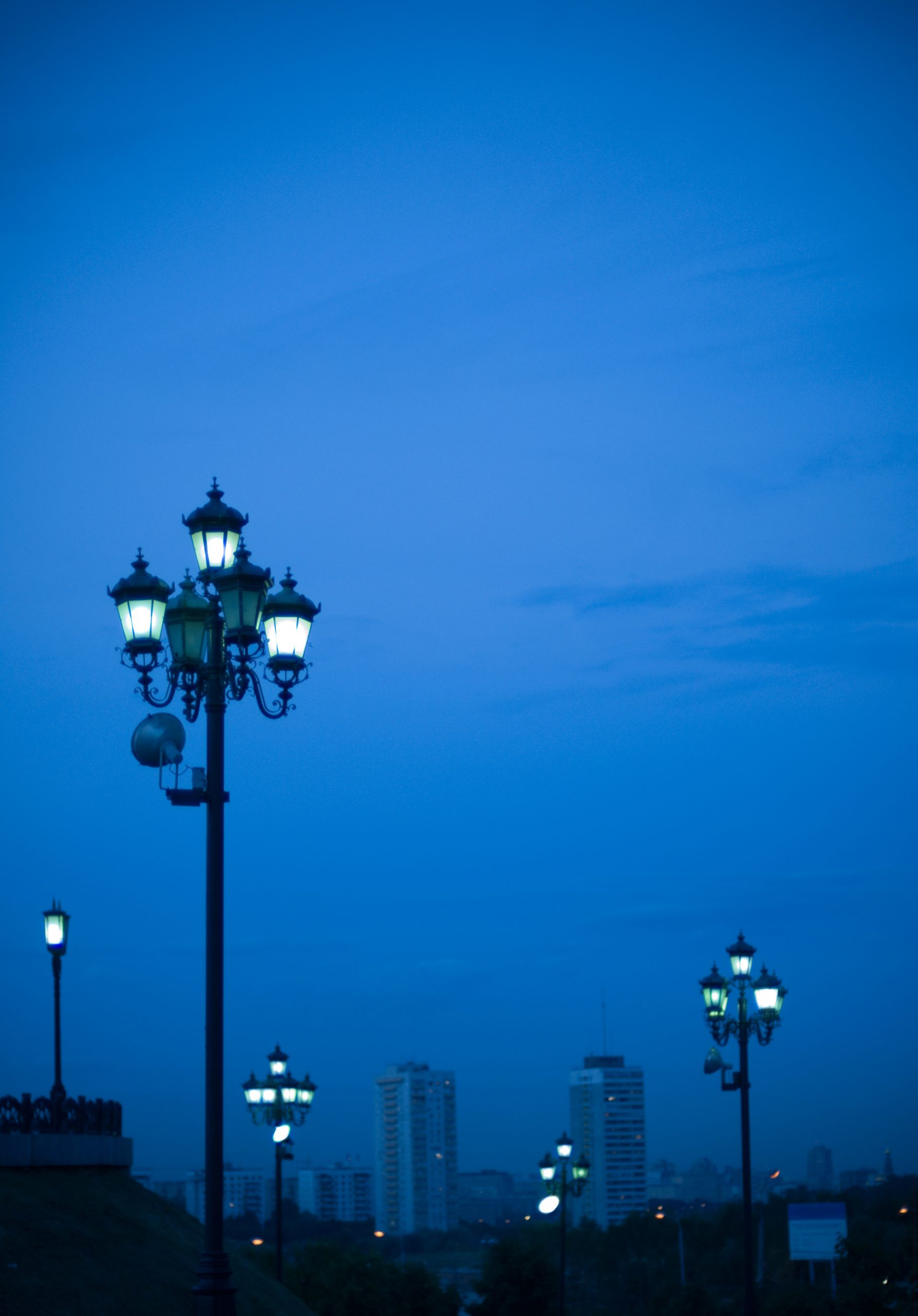 cityscape with lanterns